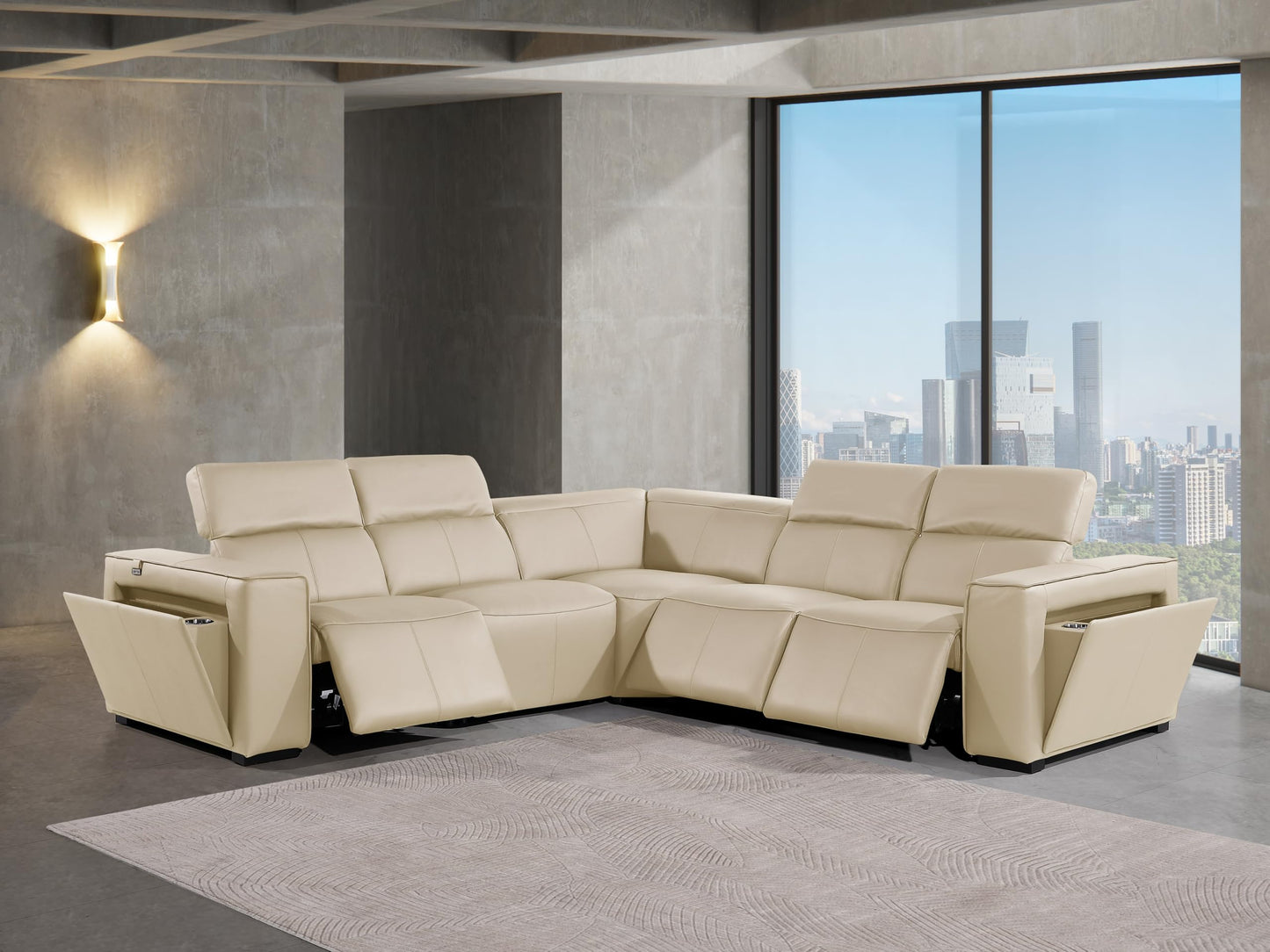 Premium Leather Modular Reclining Sectional Sofa