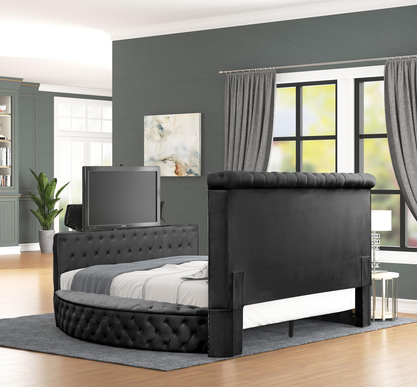 Modern Crystal Tufted King Bed