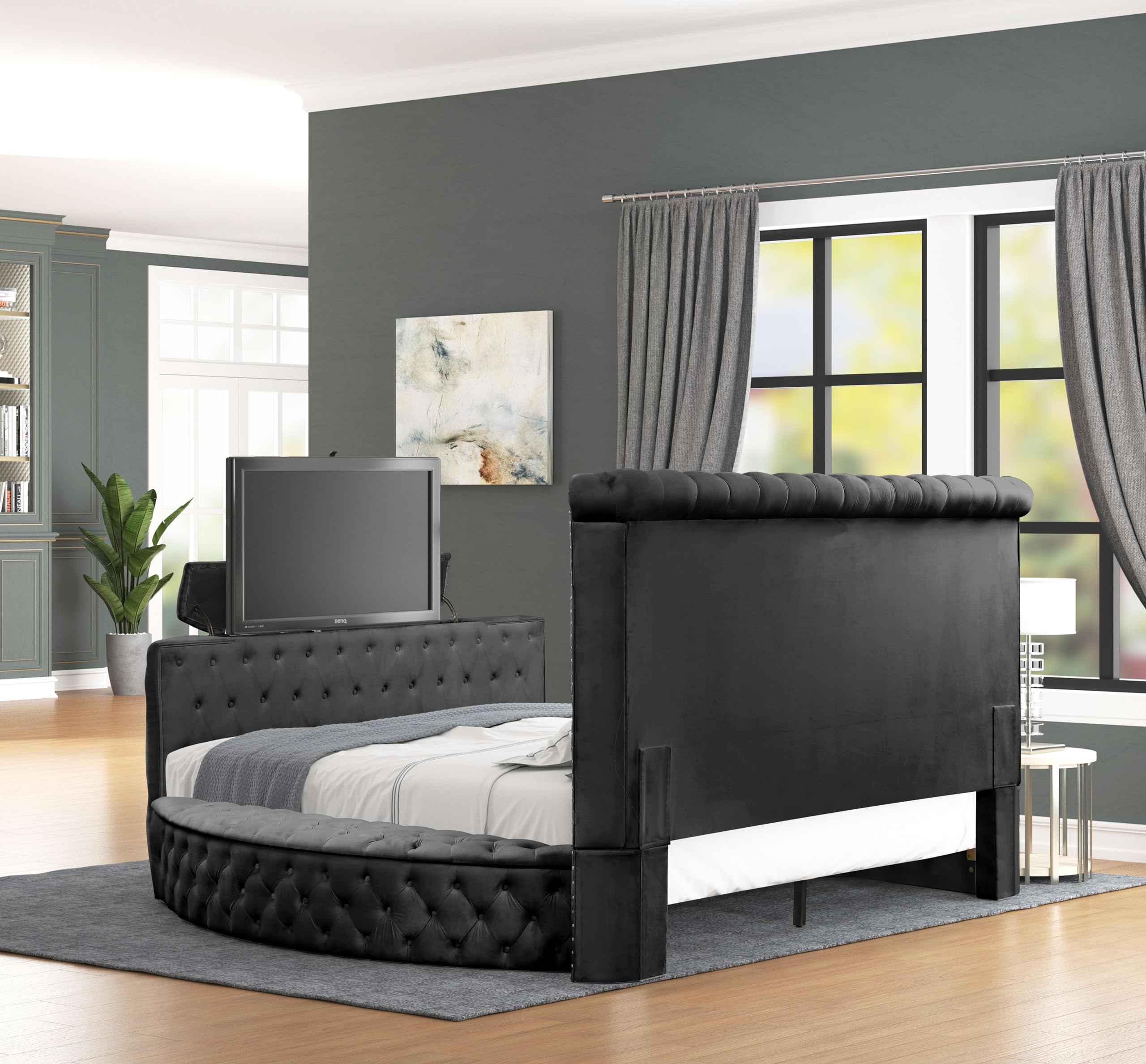 Modern Crystal Tufted King Bed