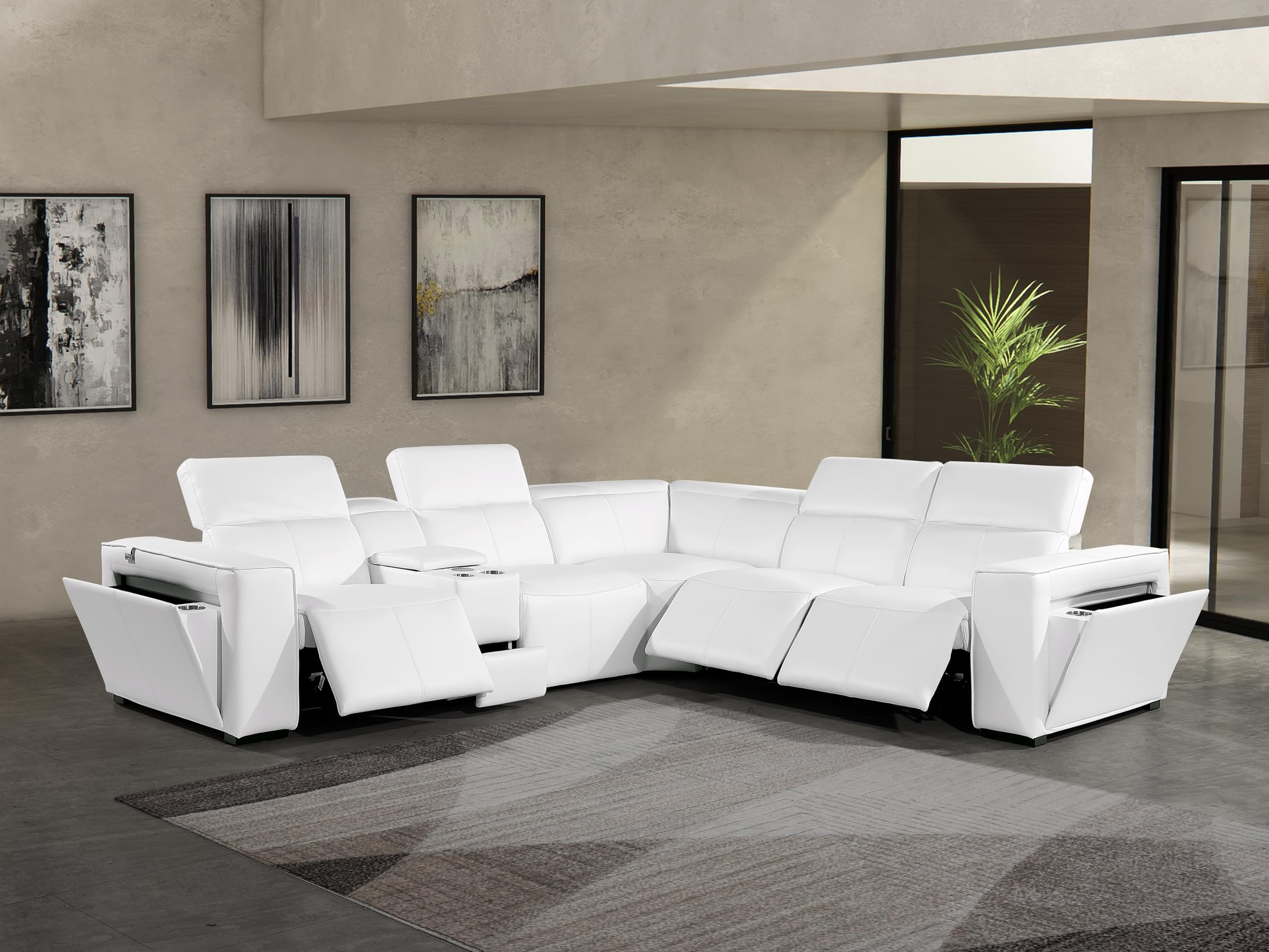 Premium Leather Modular Reclining Sectional Sofa