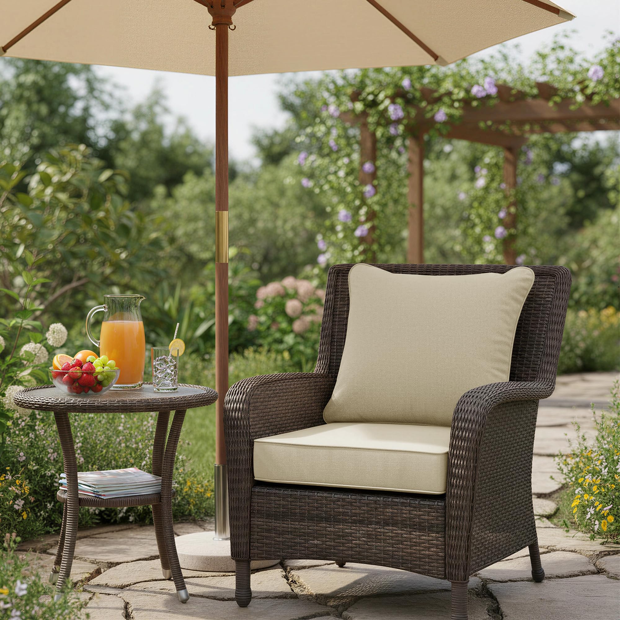 Faux Linen Outdoor Chair Cushion Set
