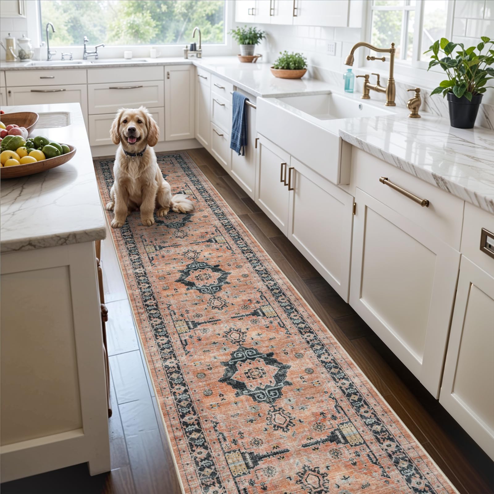 Washable Vintage Runner Rug 2x7
