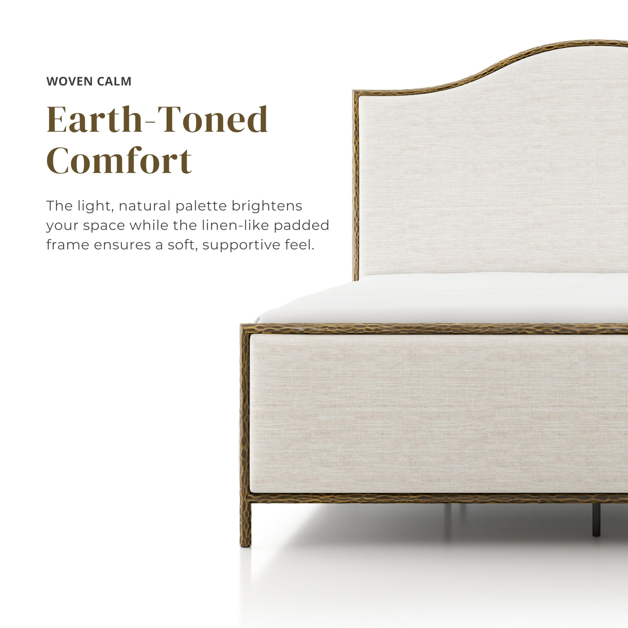 Hammered Metal Upholstered Bed with Headboard