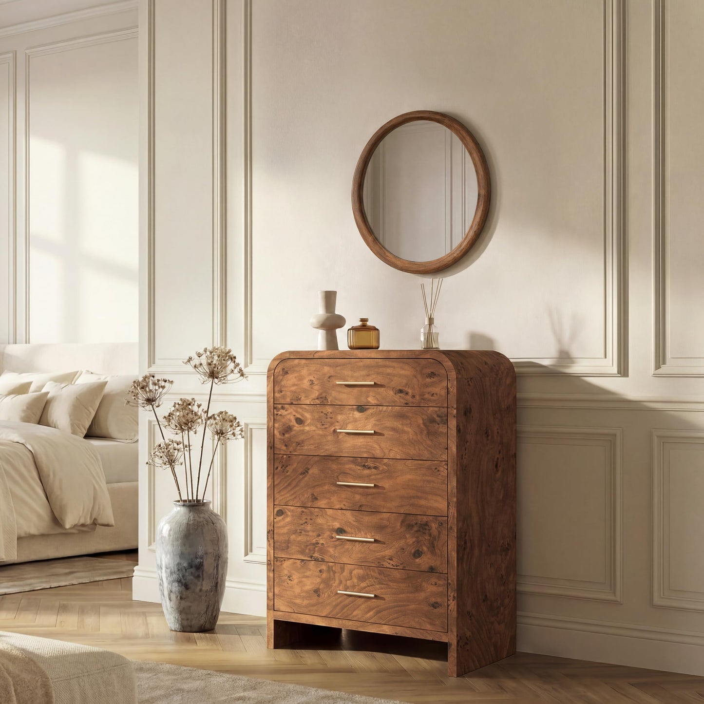 Modern Curved 6 Drawer Dresser