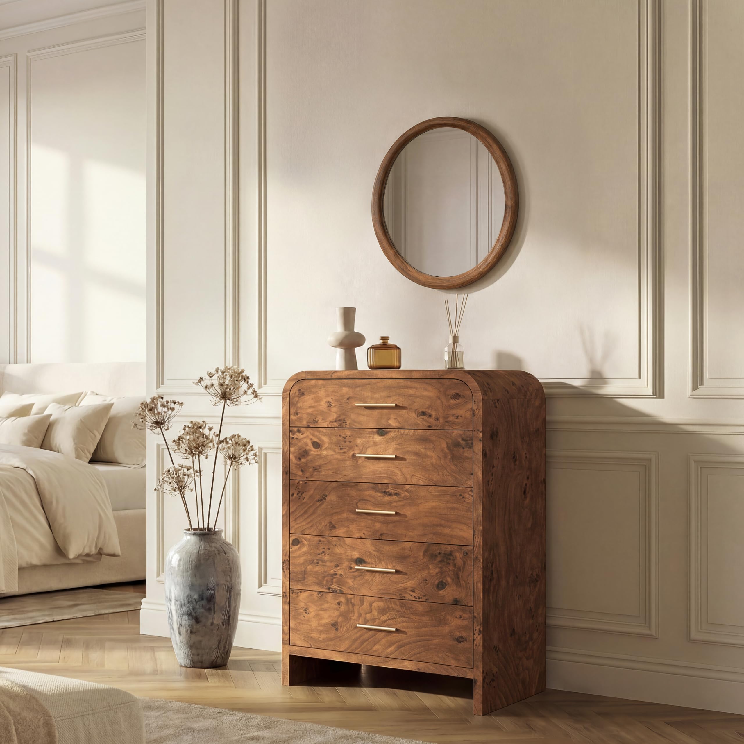 Modern Curved 6 Drawer Dresser
