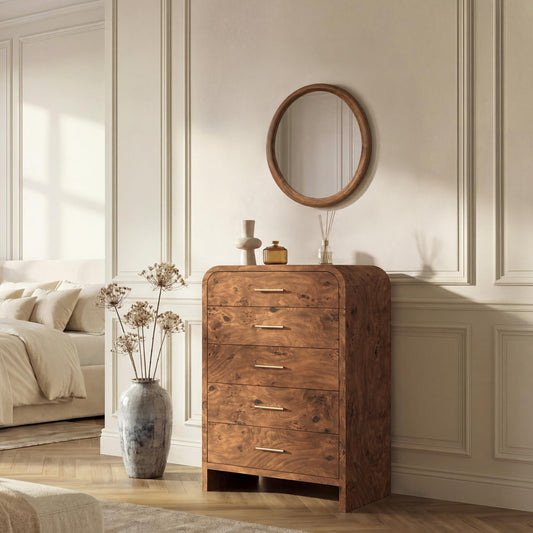 Modern Curved 6 Drawer Dresser