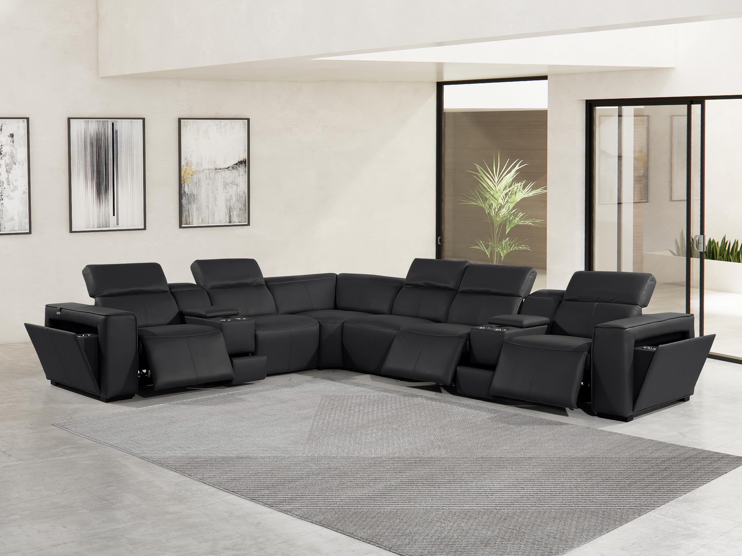 Premium Leather Modular Reclining Sectional Sofa