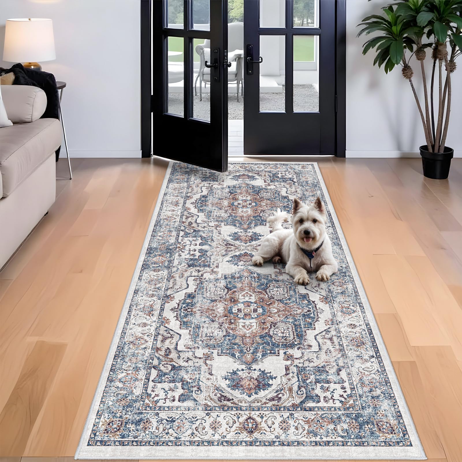Washable Vintage Runner Rug 2x7