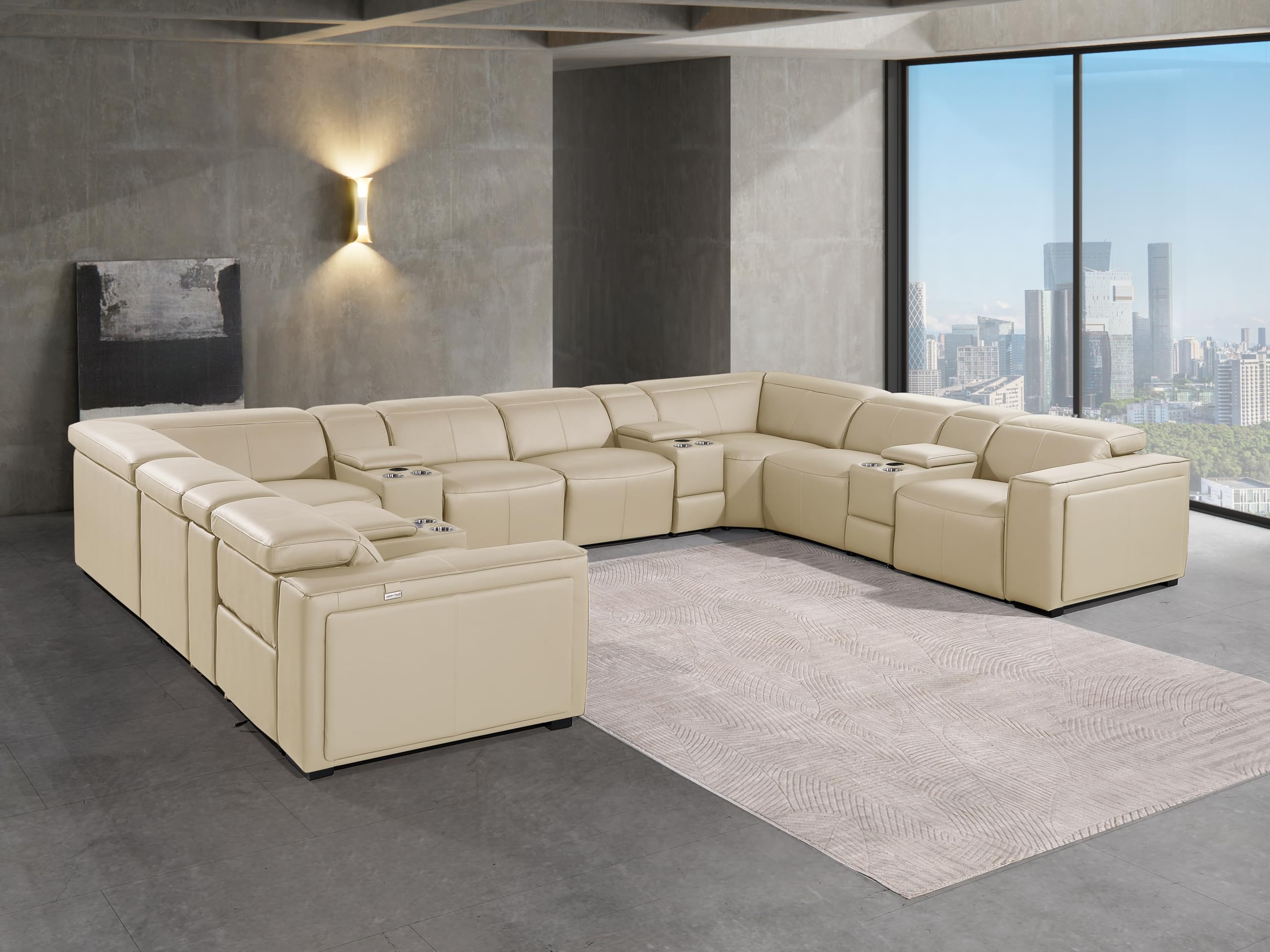 Premium Leather Modular Reclining Sectional Sofa