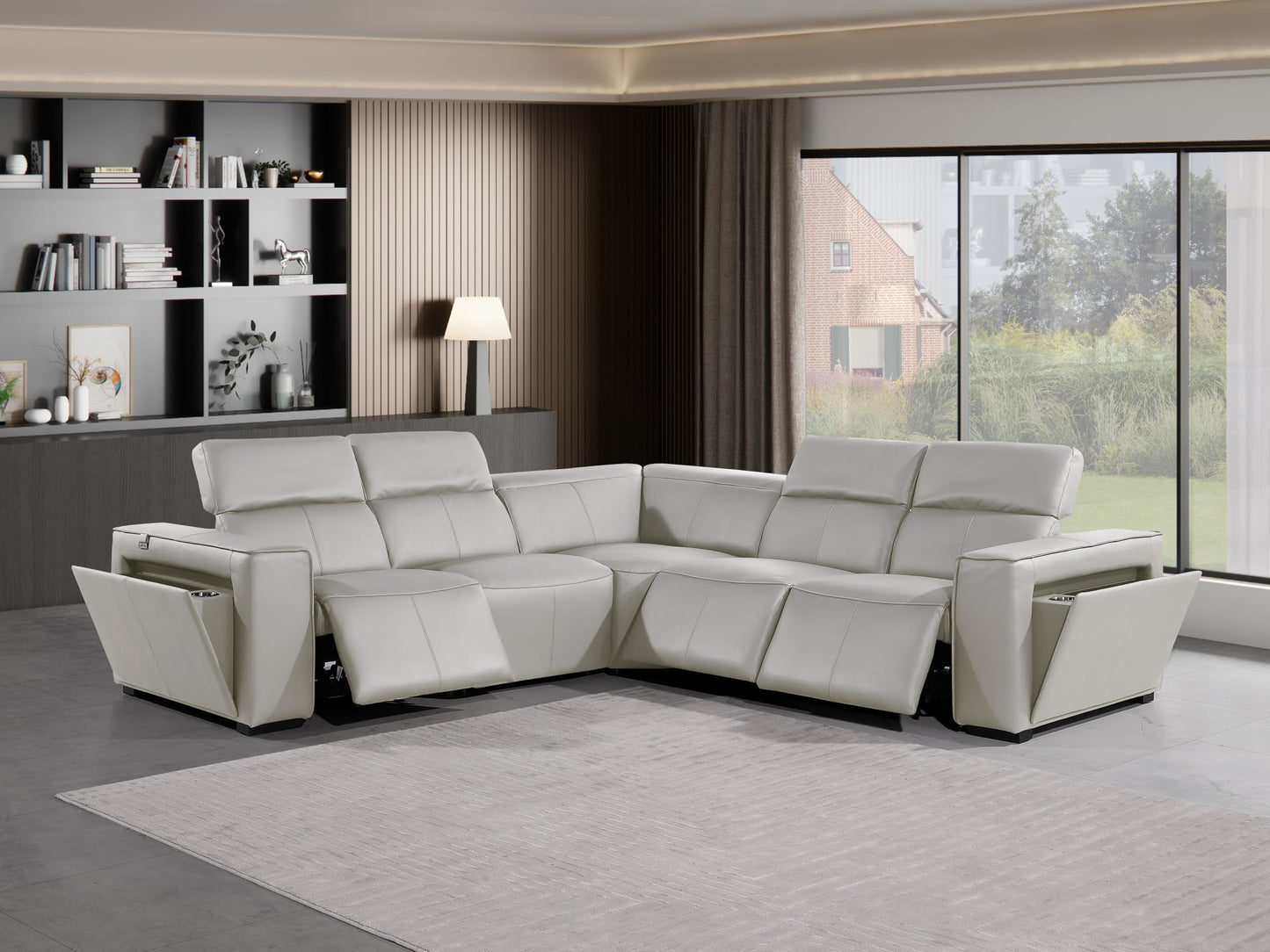 Premium Leather Modular Reclining Sectional Sofa