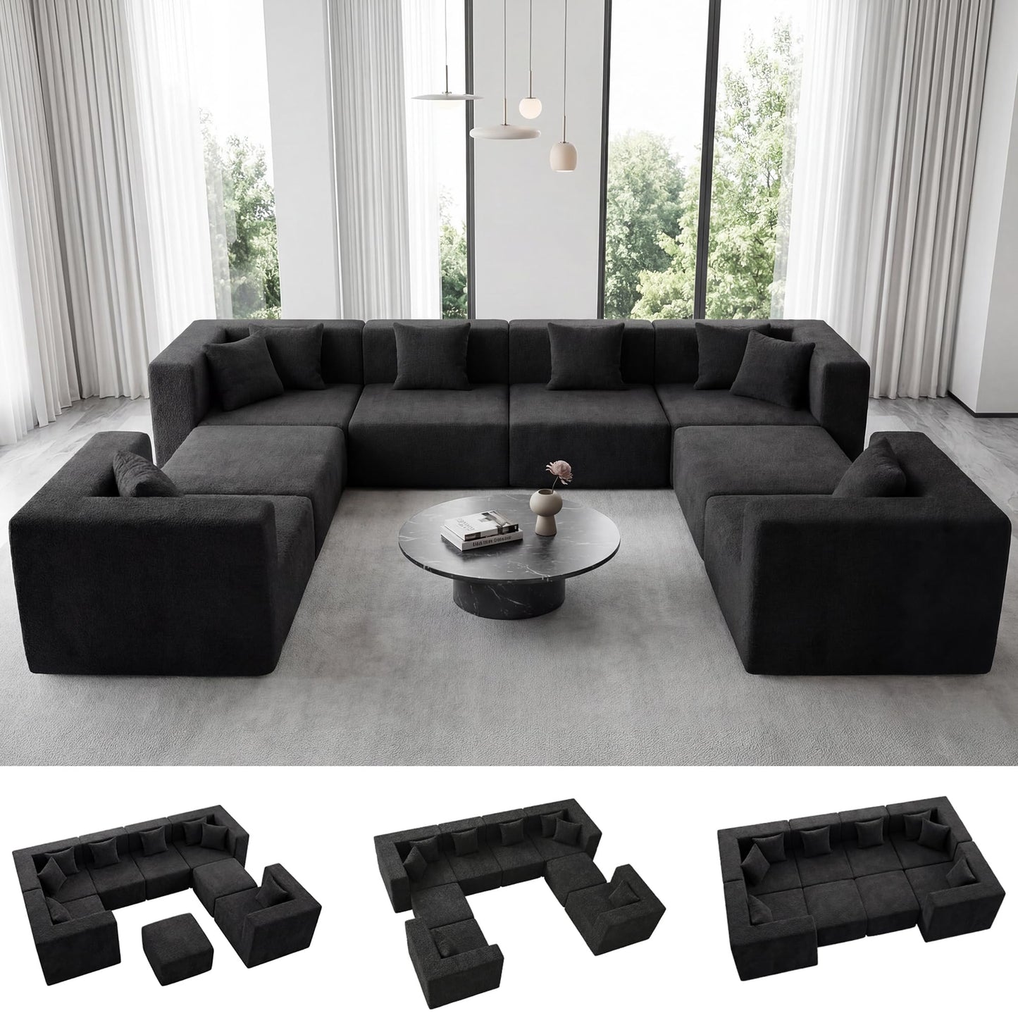 Modular Sectional Sofa with Ottoman