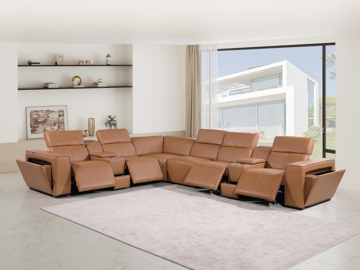 Premium Leather Modular Reclining Sectional Sofa