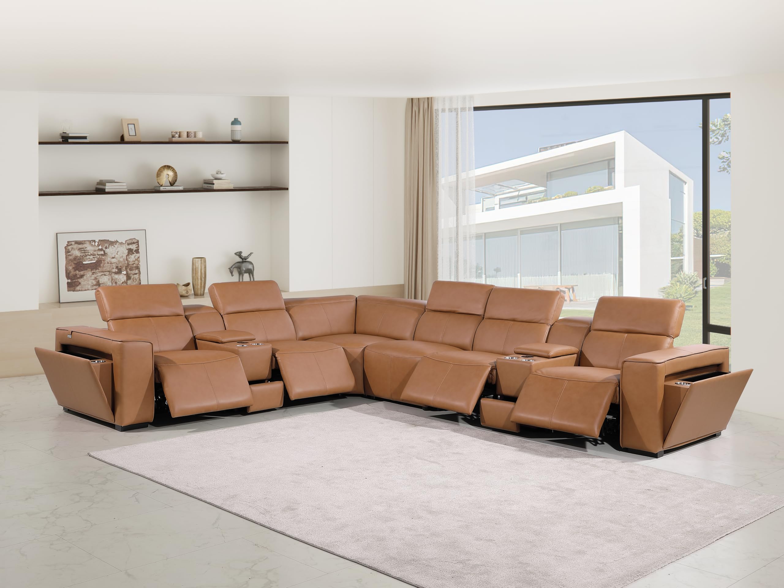 Premium Leather Modular Reclining Sectional Sofa
