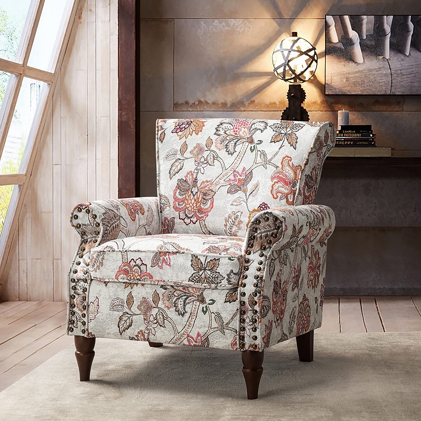 Modern Wingback Accent Chair with Wood Legs