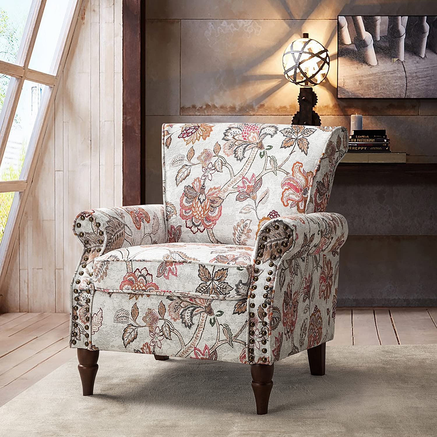 Modern Wingback Accent Chair with Wood Legs