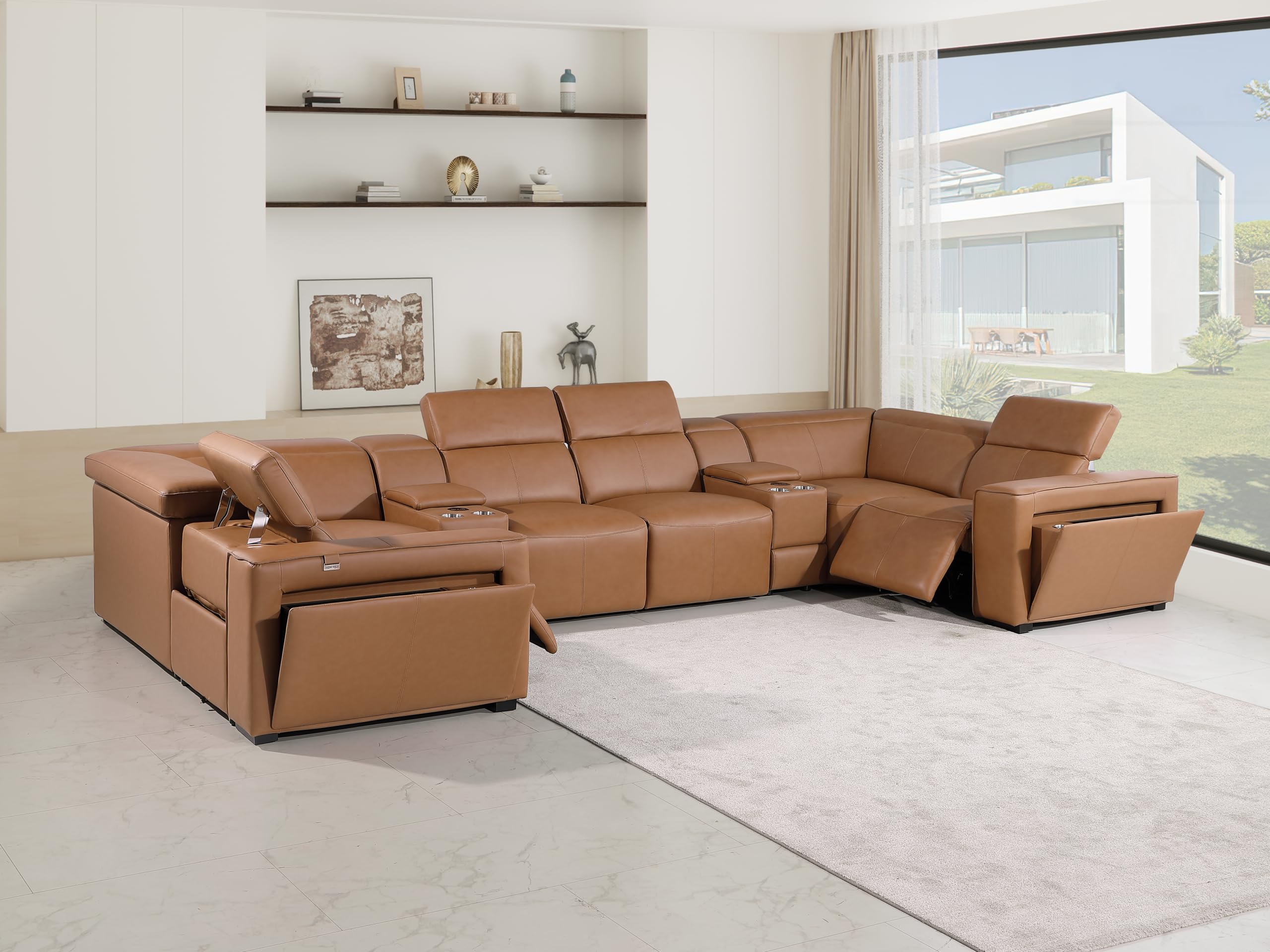 Premium Leather Modular Reclining Sectional Sofa