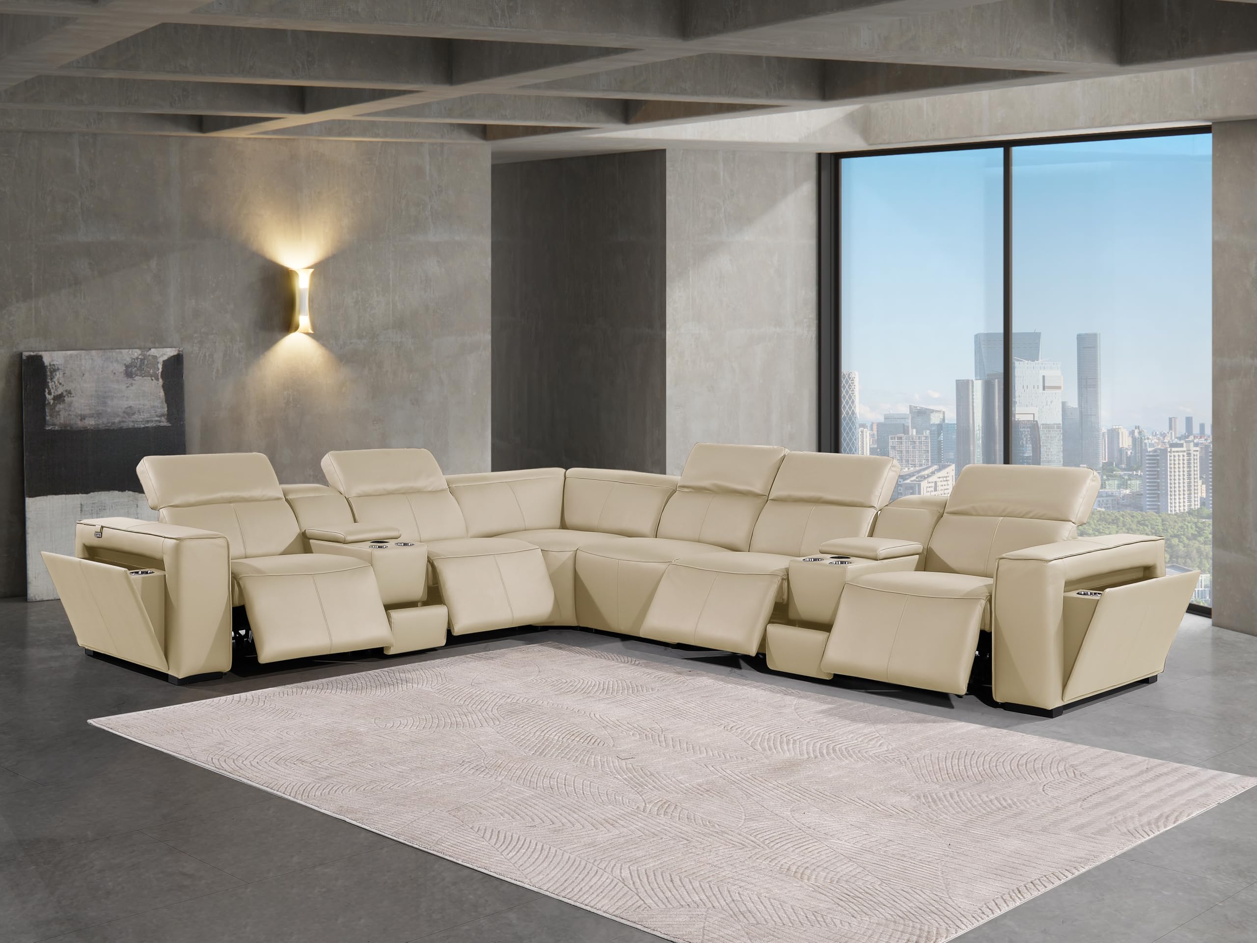 Premium Leather Modular Reclining Sectional Sofa