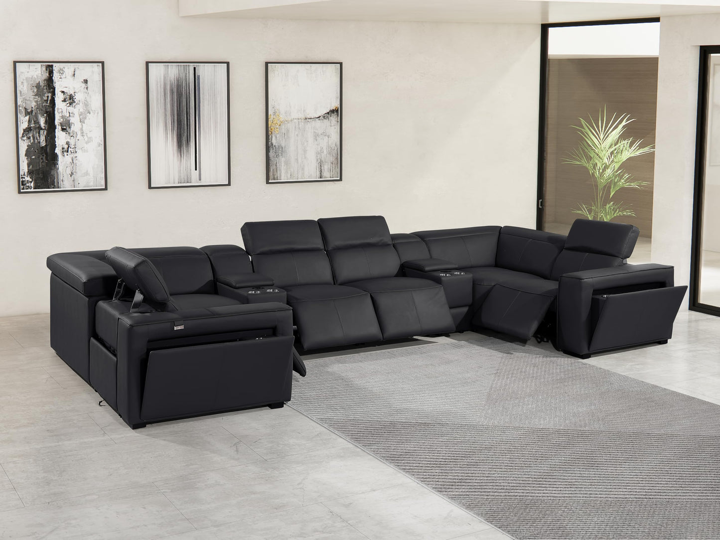 Premium Leather Modular Reclining Sectional Sofa