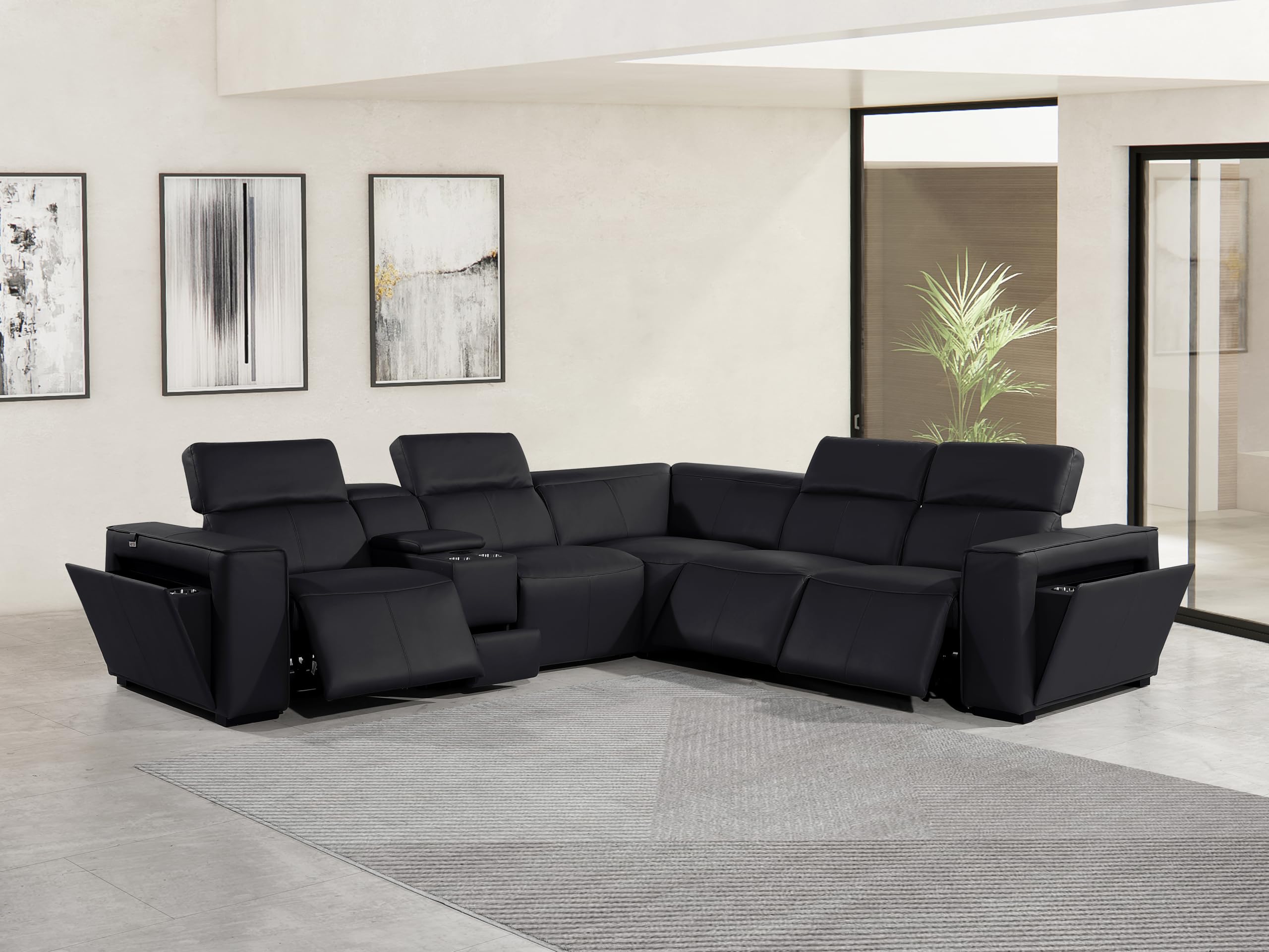 Premium Leather Modular Reclining Sectional Sofa
