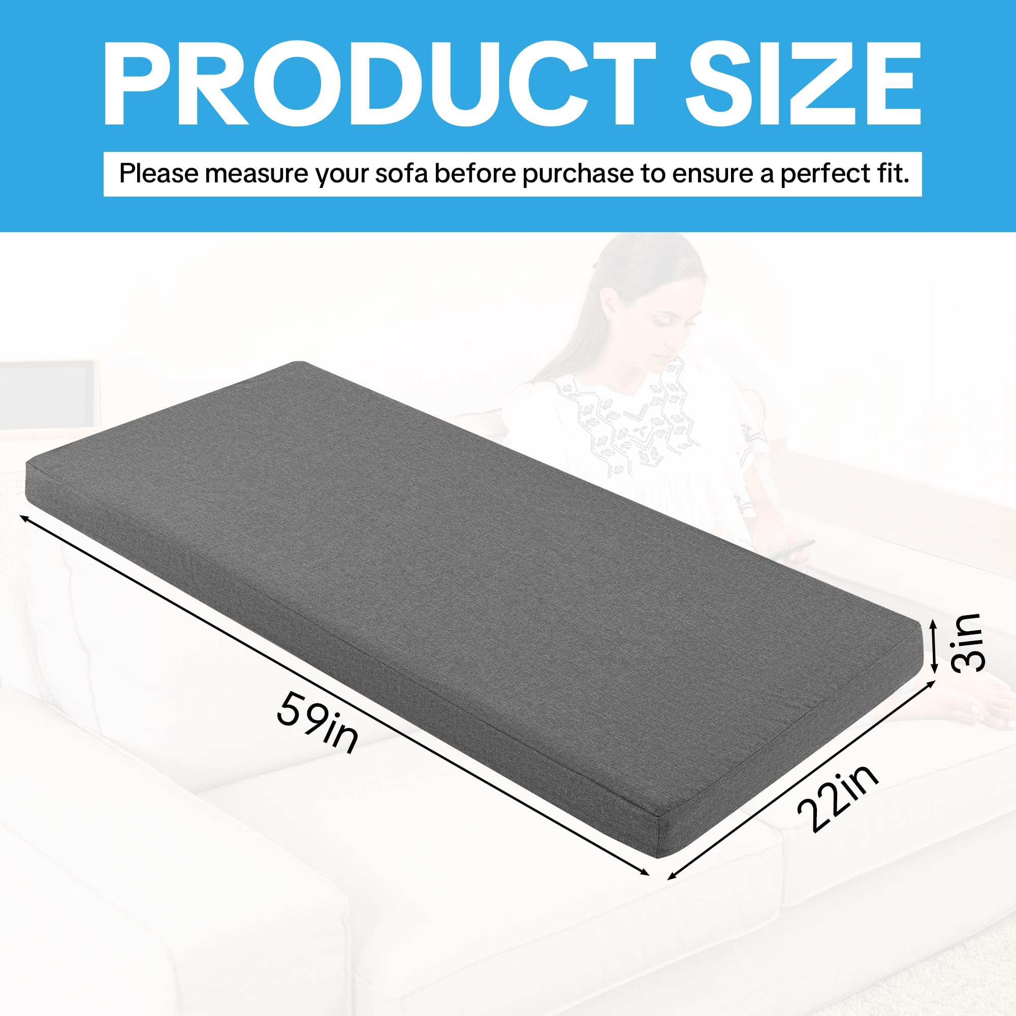Memory Foam Sofa Topper Cushion Pad