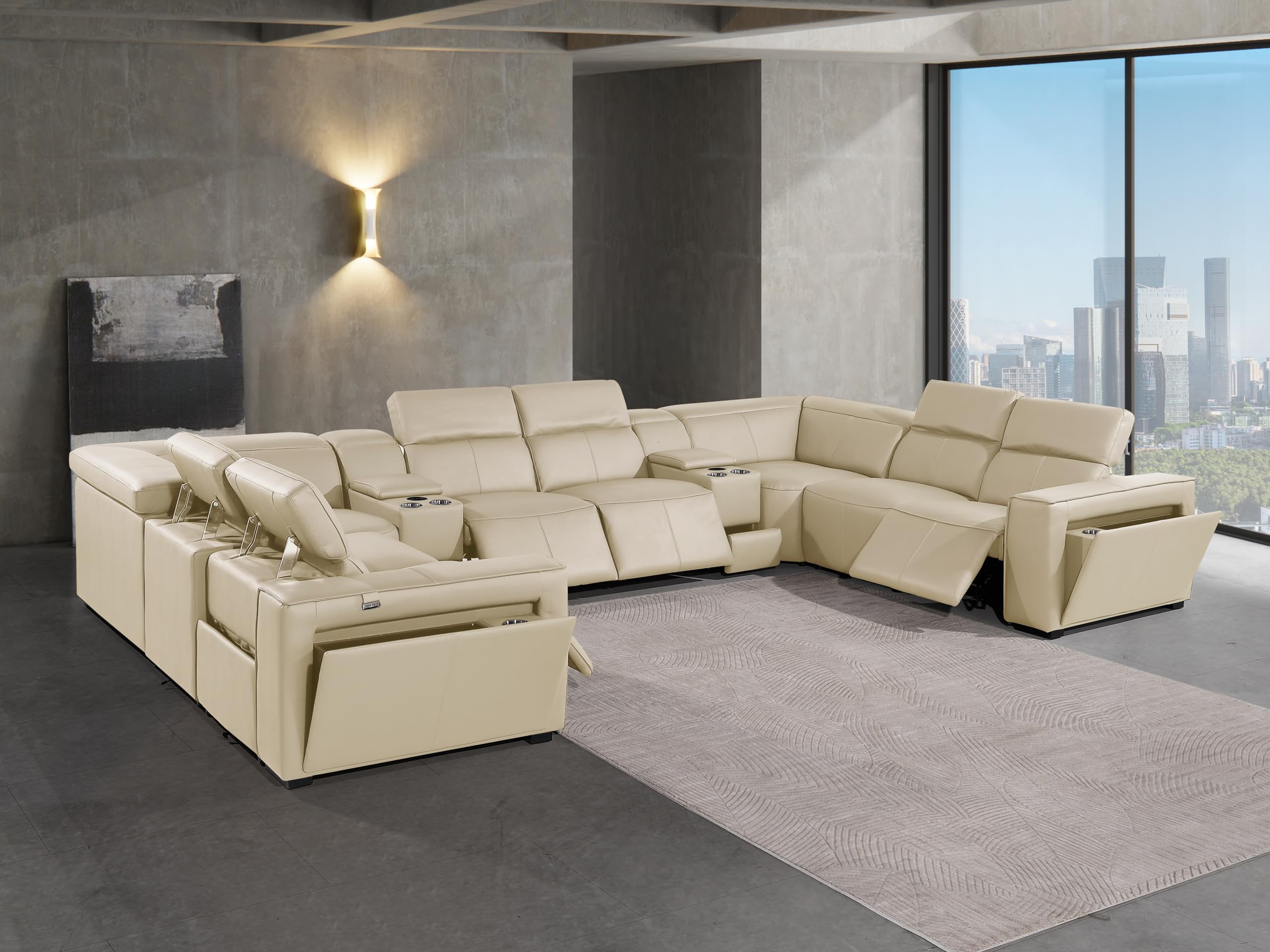 Premium Leather Modular Reclining Sectional Sofa