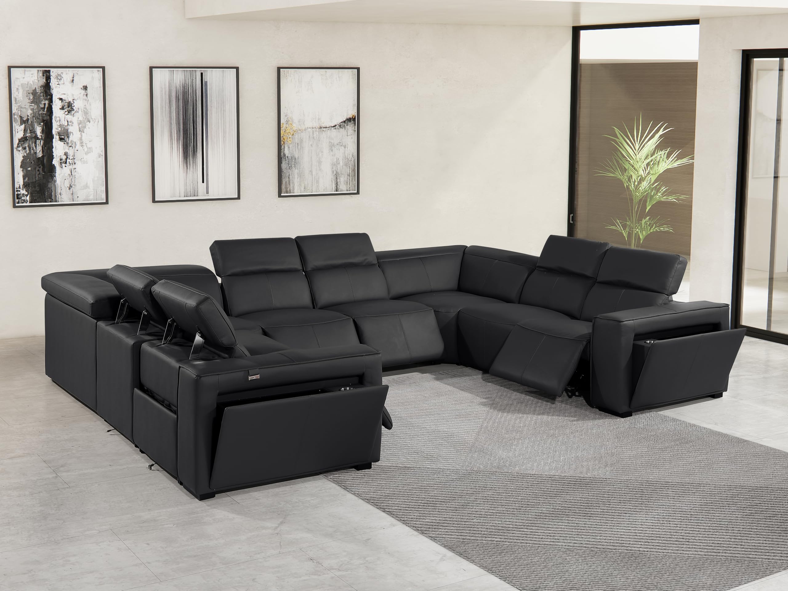 Premium Leather Modular Reclining Sectional Sofa