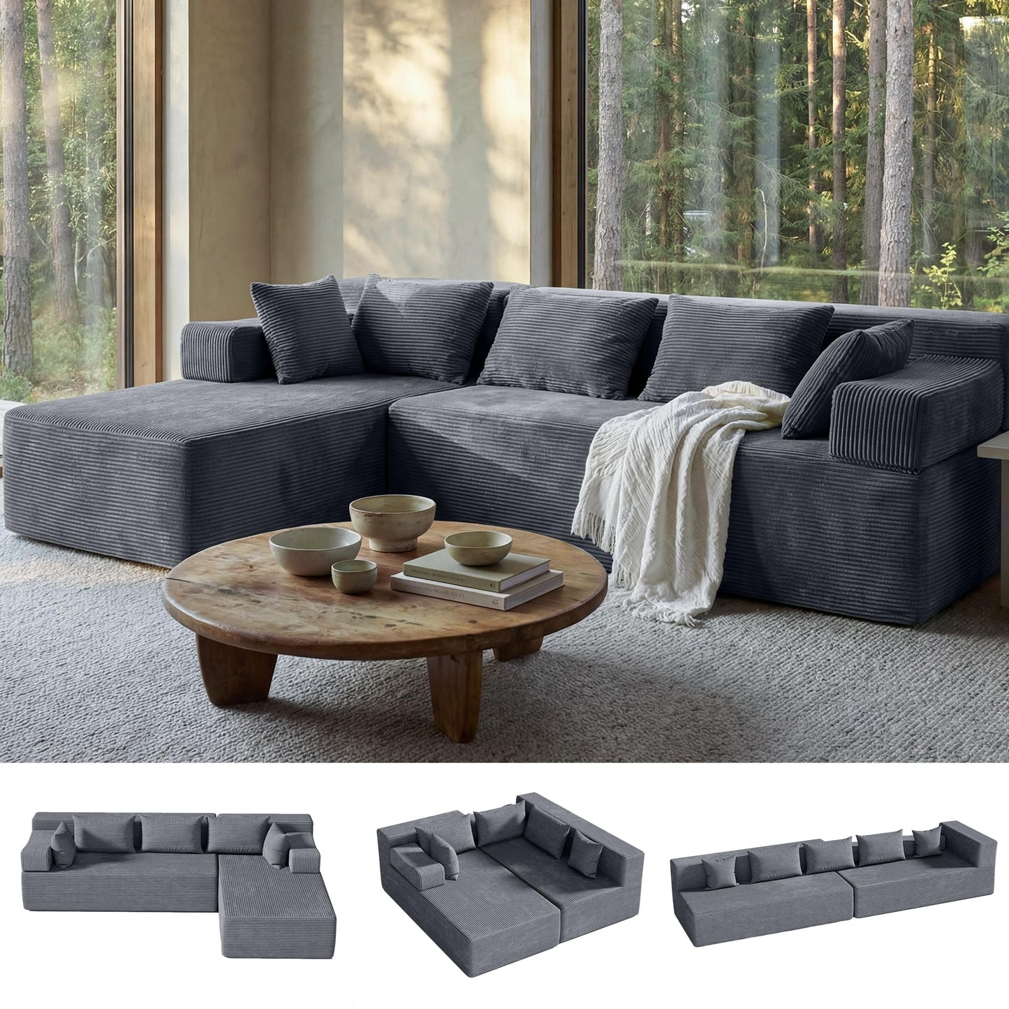 Modular Sectional Sofa with Ottoman