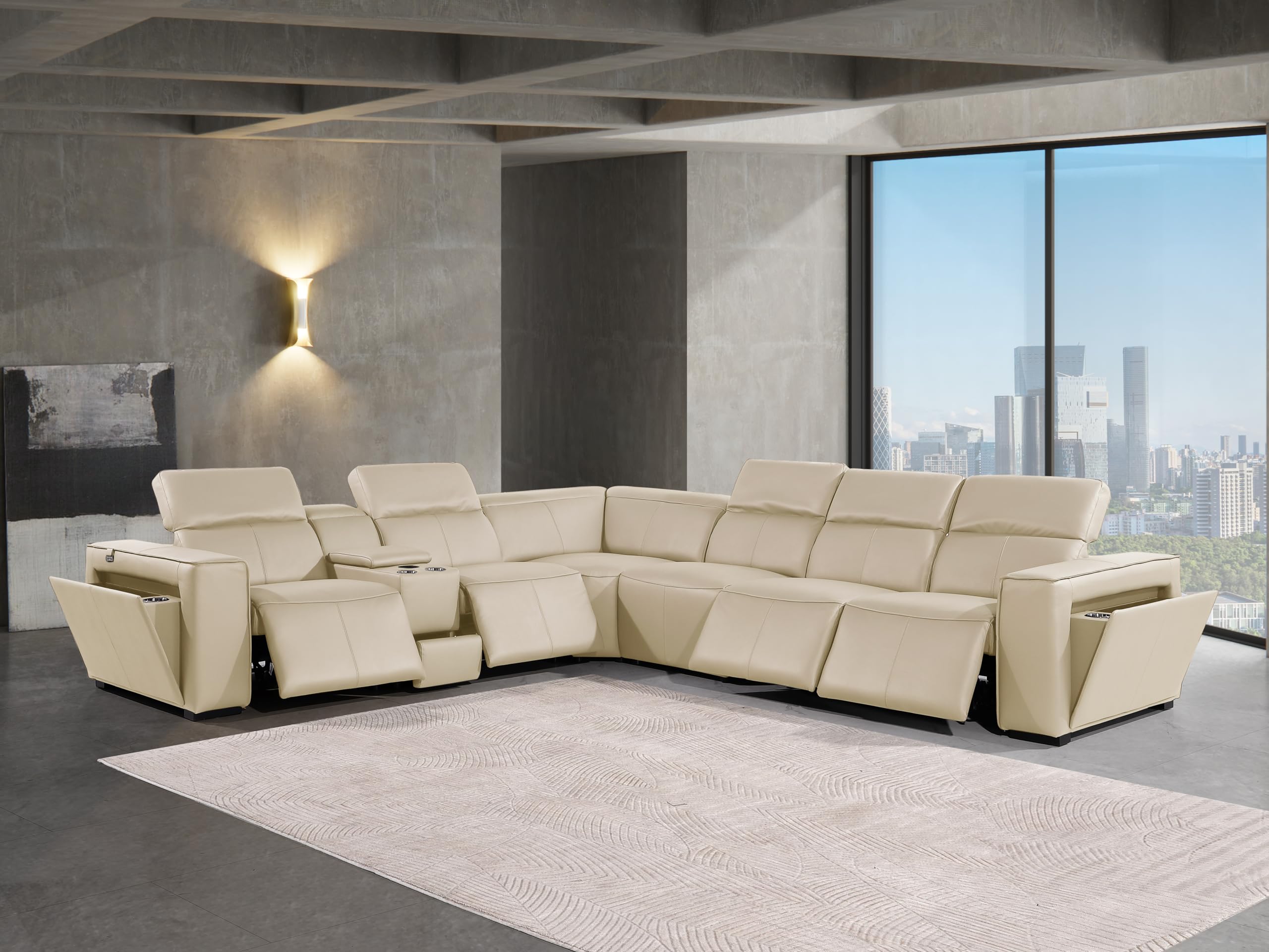 Premium Leather Modular Reclining Sectional Sofa