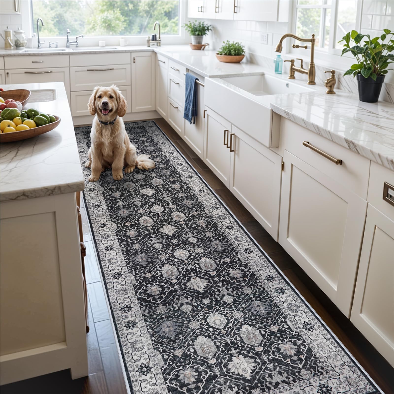 Washable Vintage Runner Rug 2x7