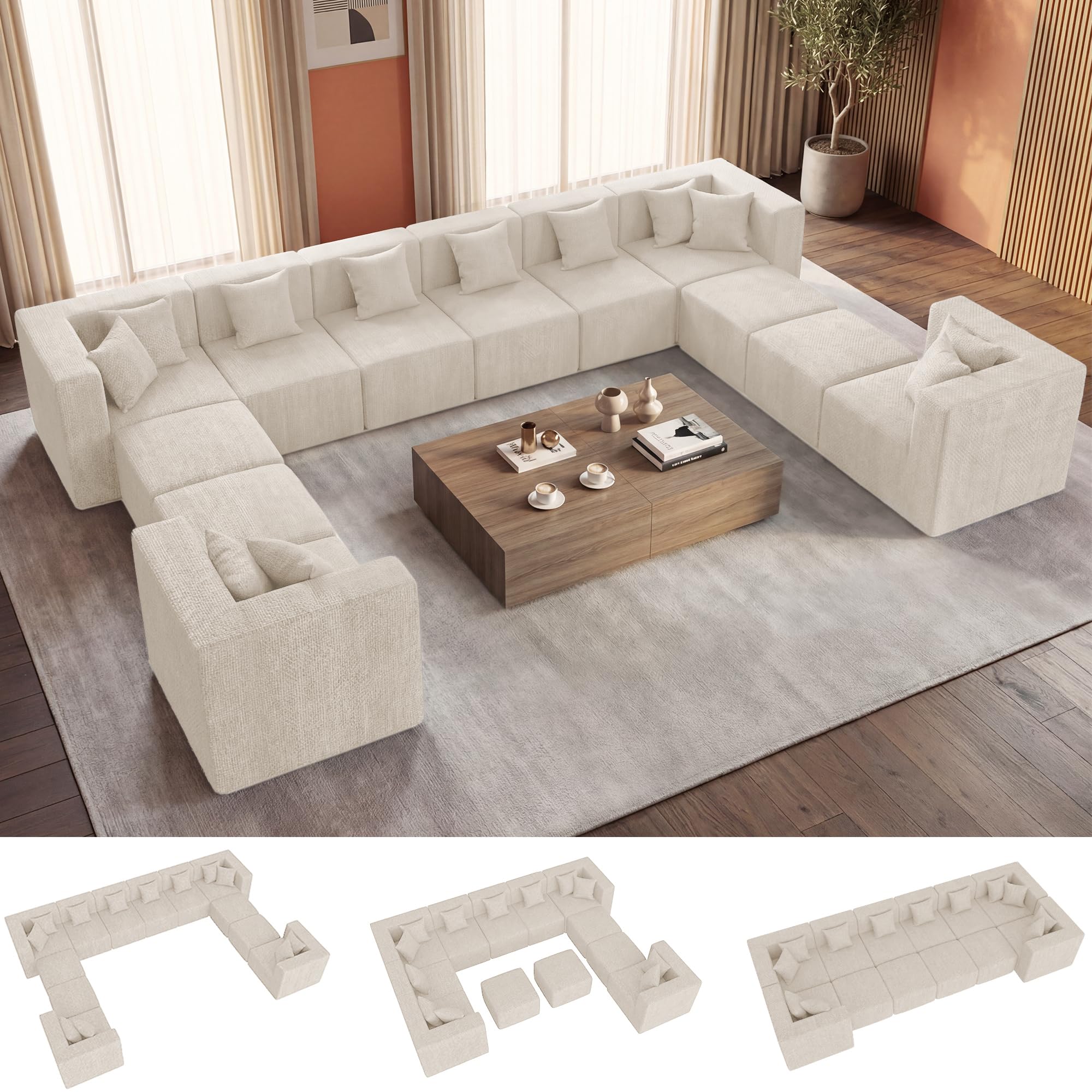 Modular Sectional Sofa with Ottoman