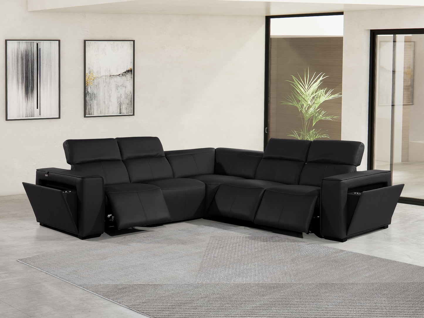Premium Leather Modular Reclining Sectional Sofa