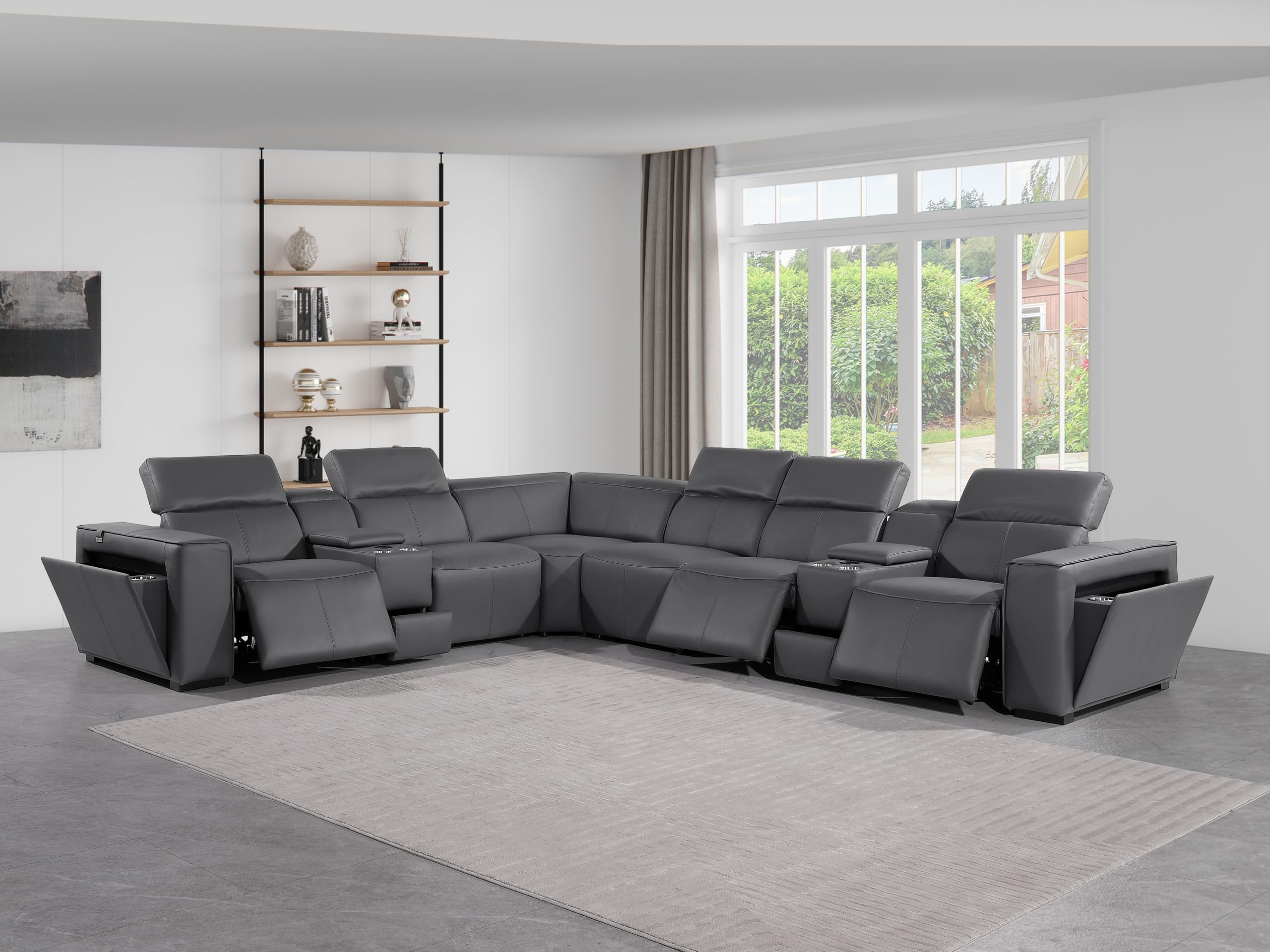 Premium Leather Modular Reclining Sectional Sofa