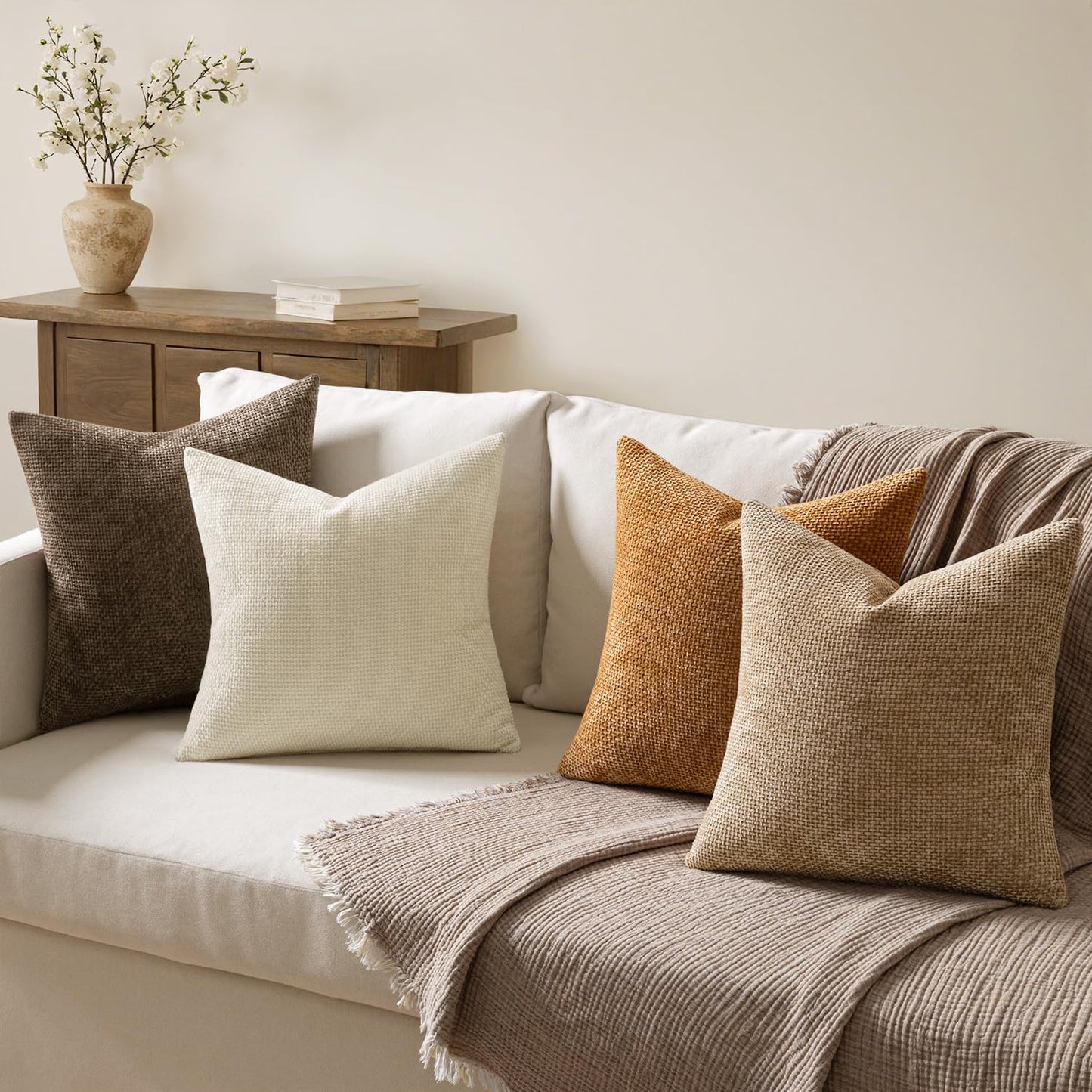 Chenille Decorative Pillow Covers Set of 4