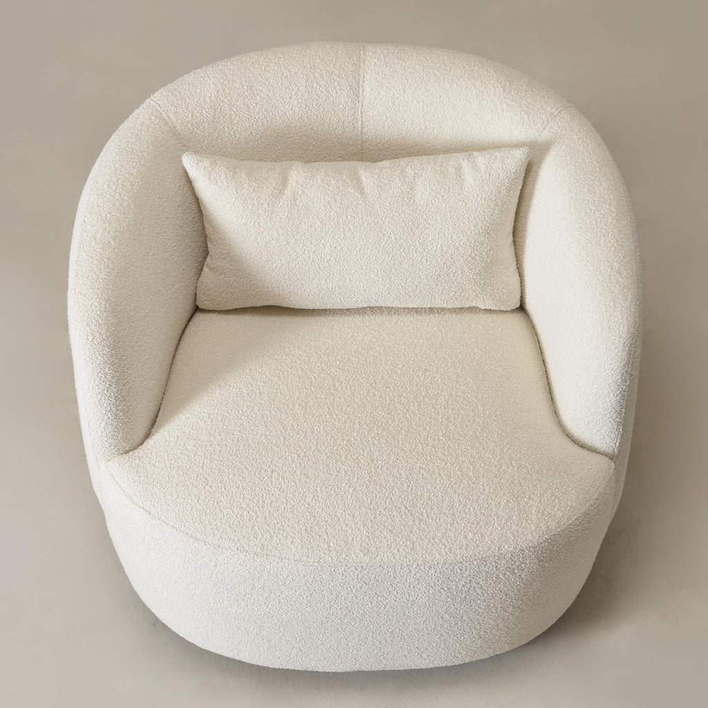 Boucle Swivel Barrel Accent Chairs Set of 2