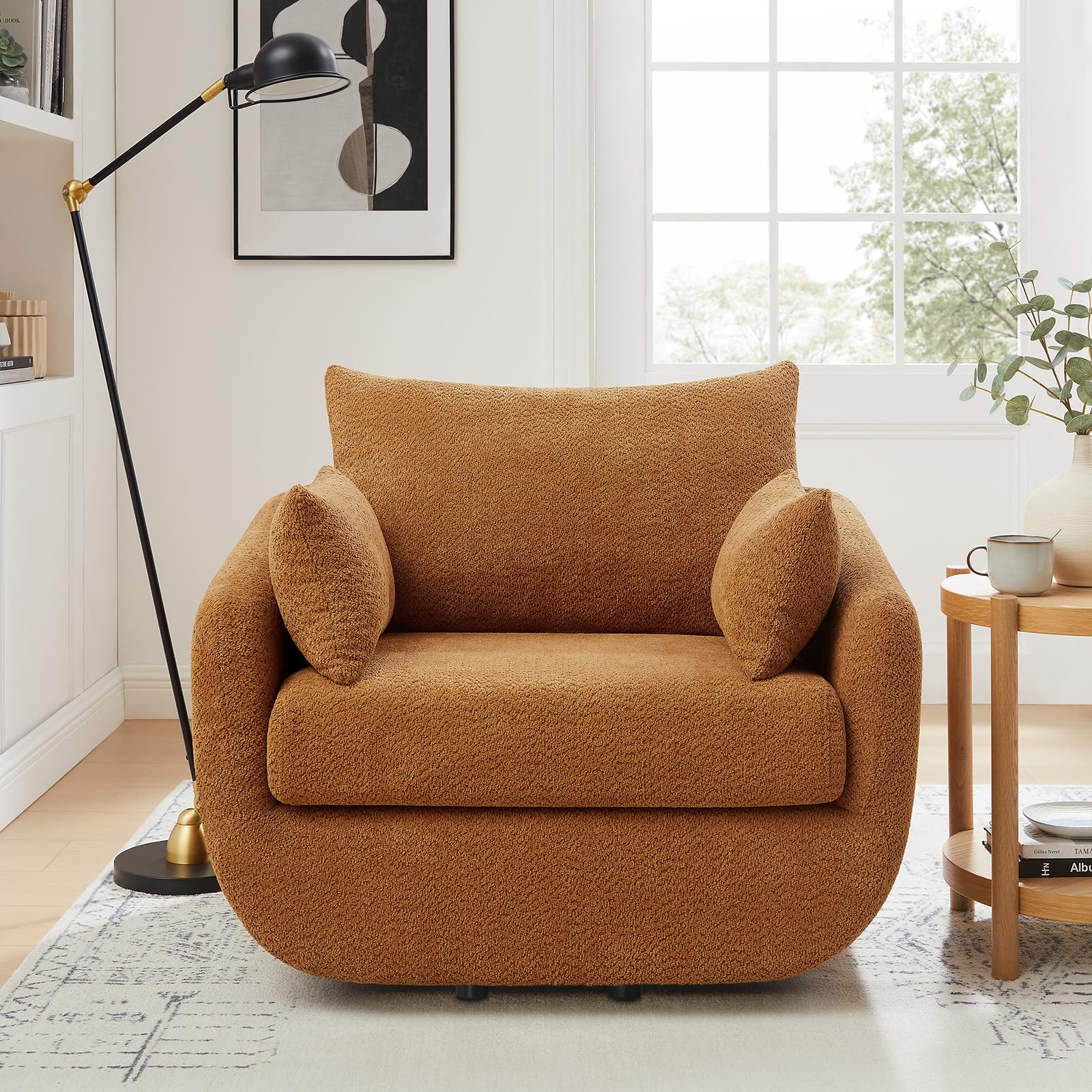 Oversized Boucle Swivel Accent Chair