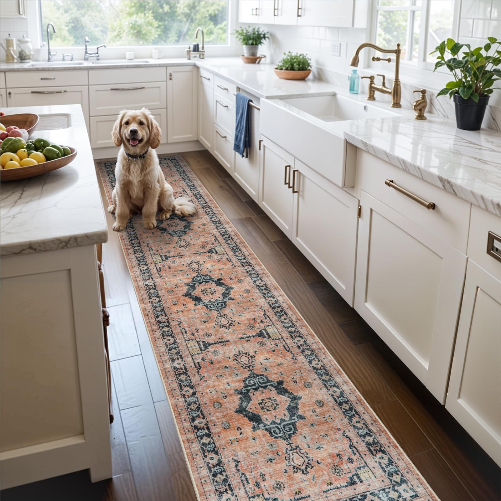 Washable Vintage Runner Rug 2x7