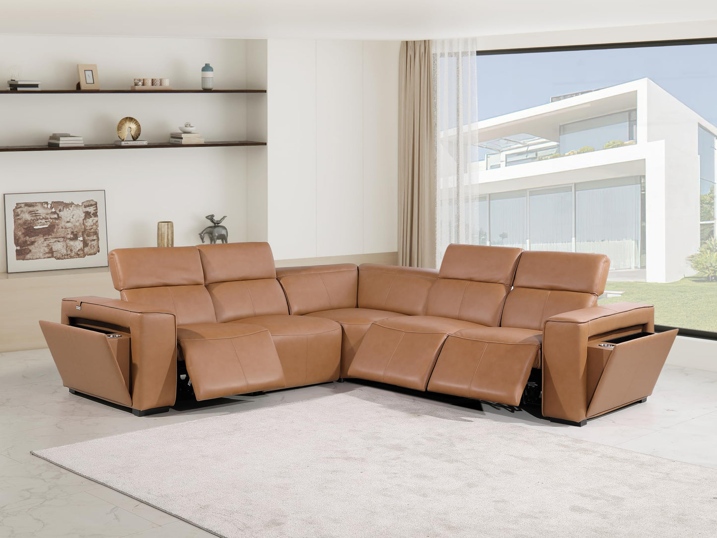 Premium Leather Modular Reclining Sectional Sofa