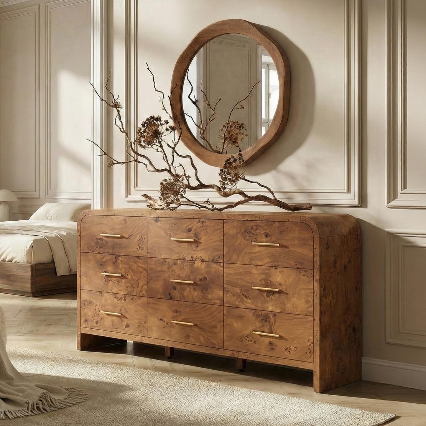 Modern Curved 6 Drawer Dresser