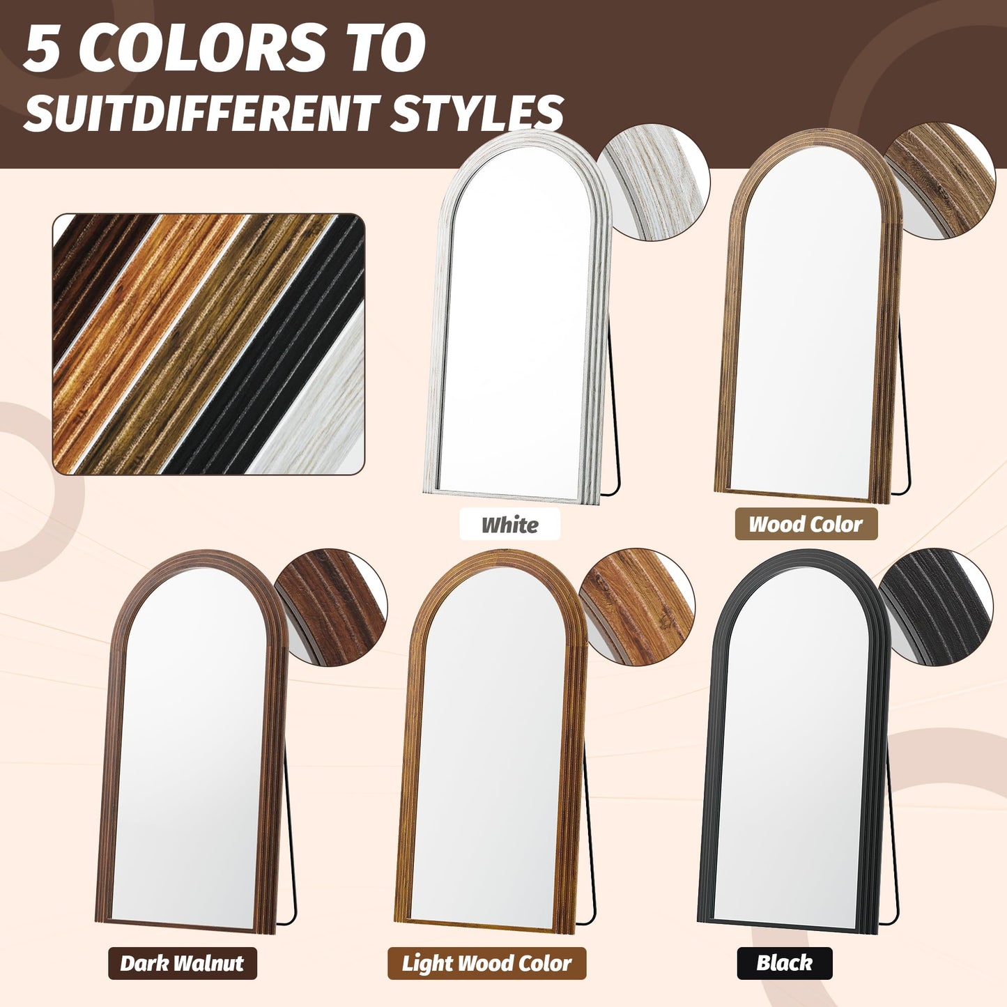 Arched Full Length Floor Mirror
