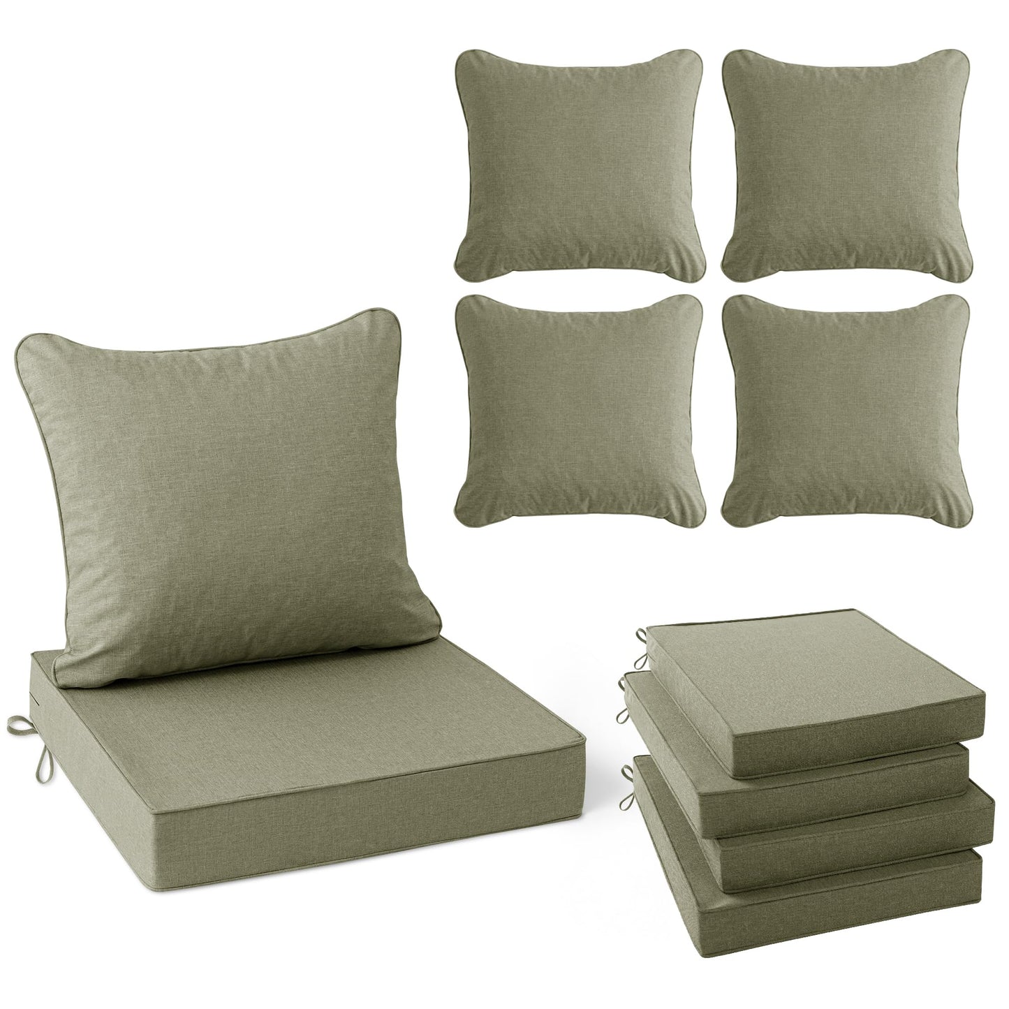Faux Linen Outdoor Chair Cushion Set