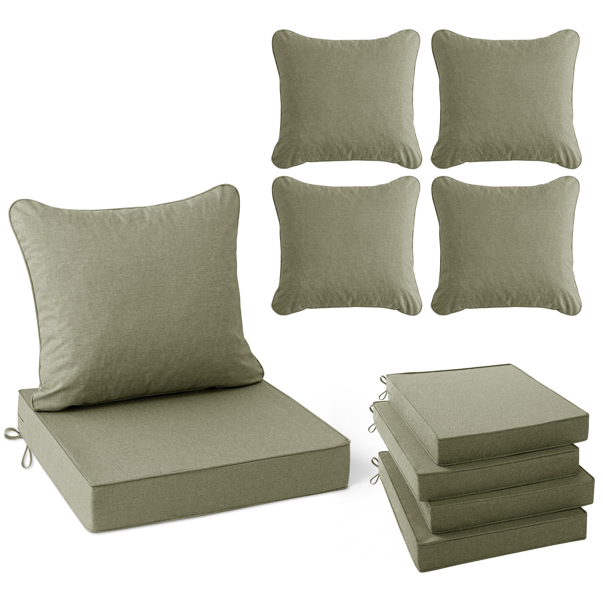Faux Linen Outdoor Chair Cushion Set