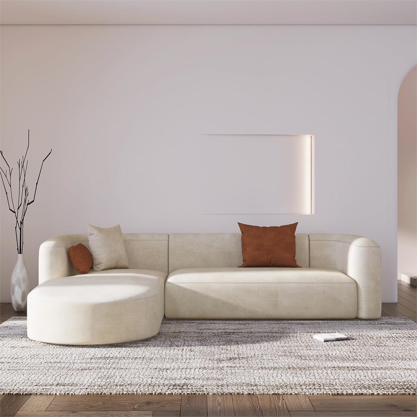 Luxury Curved Velvet Sofa for Living Room