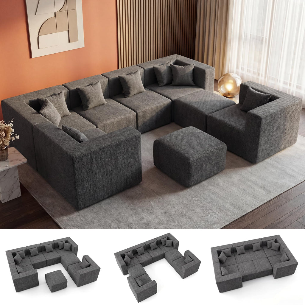 Modular Sectional Sofa with Ottoman