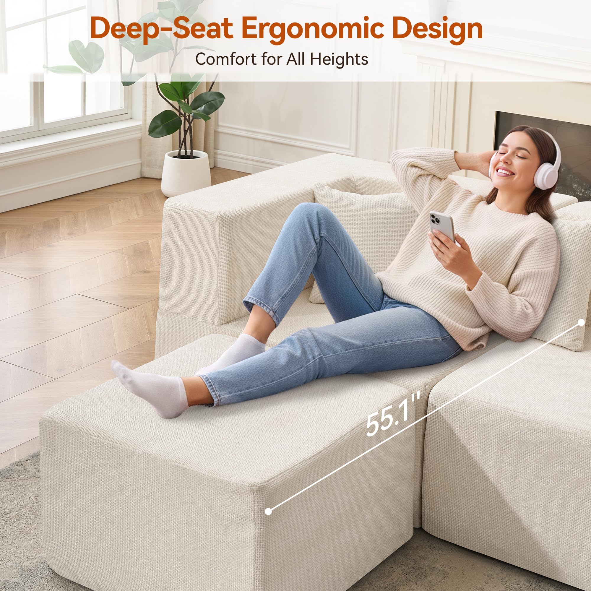Modular Sectional Sofa with Ottoman