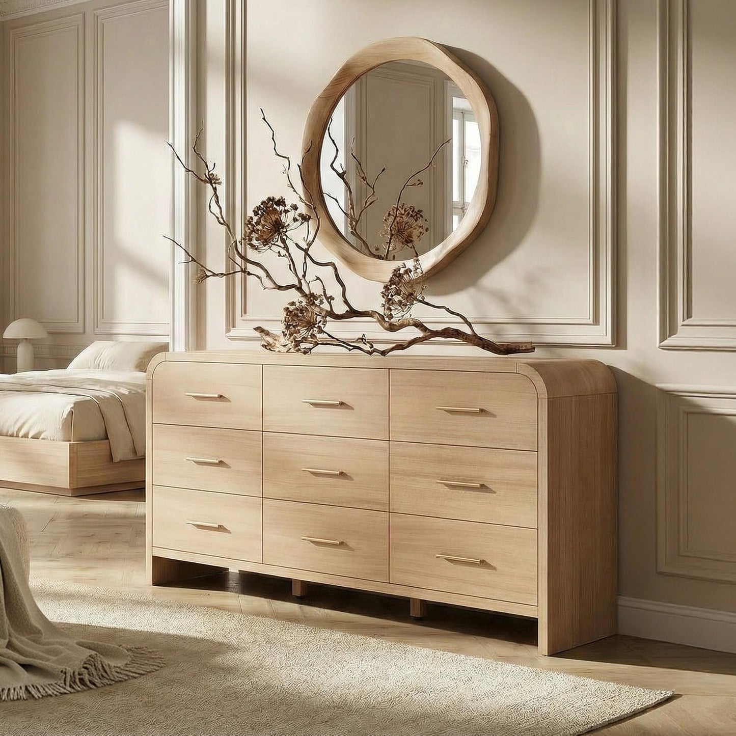 Modern Curved 6 Drawer Dresser