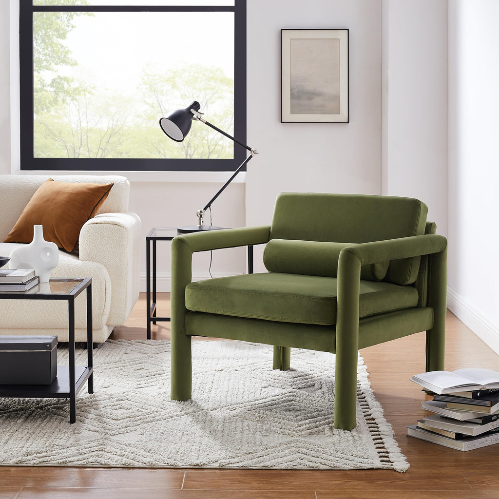 Modern Velvet Accent Chair with Pillow