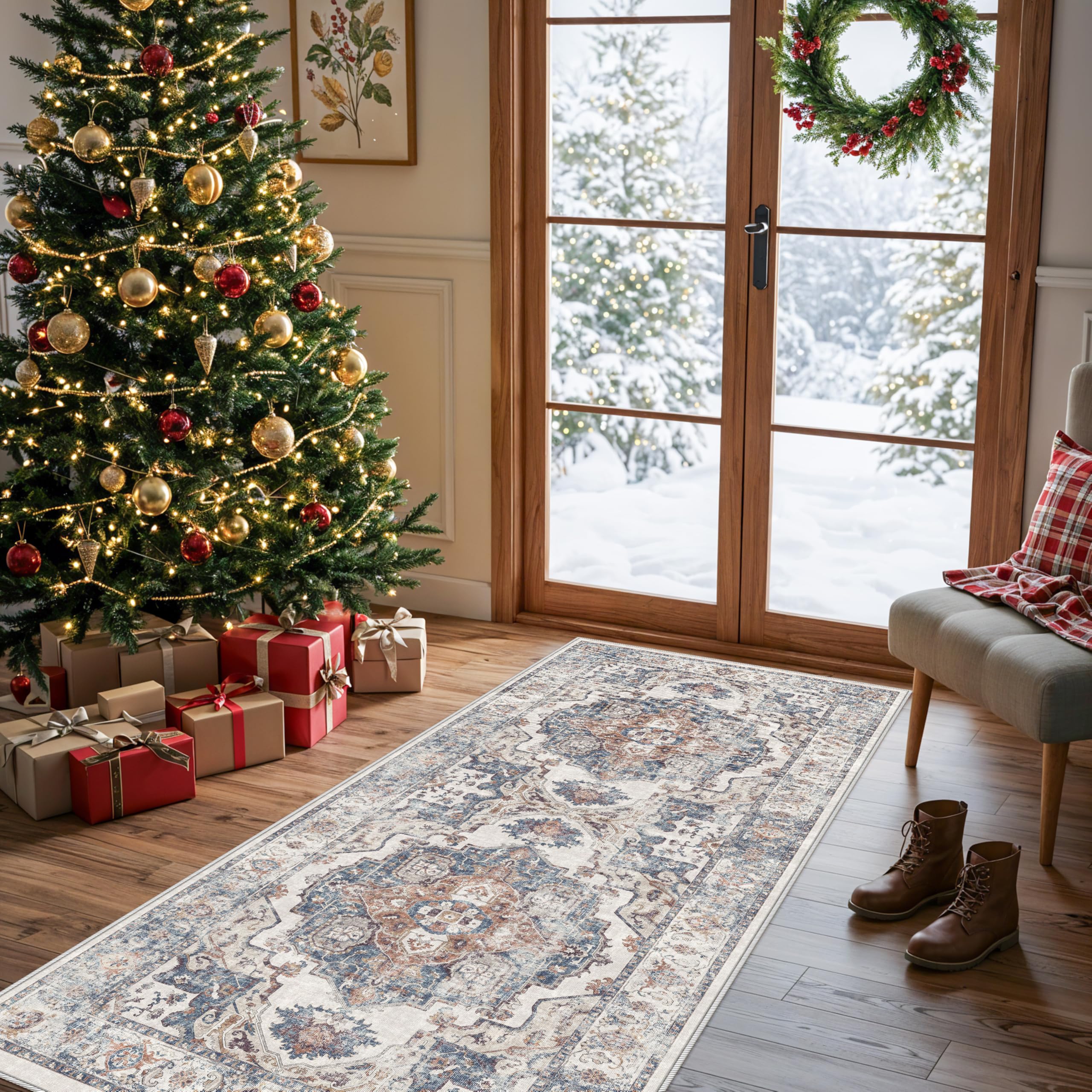 Washable Vintage Runner Rug 2x7