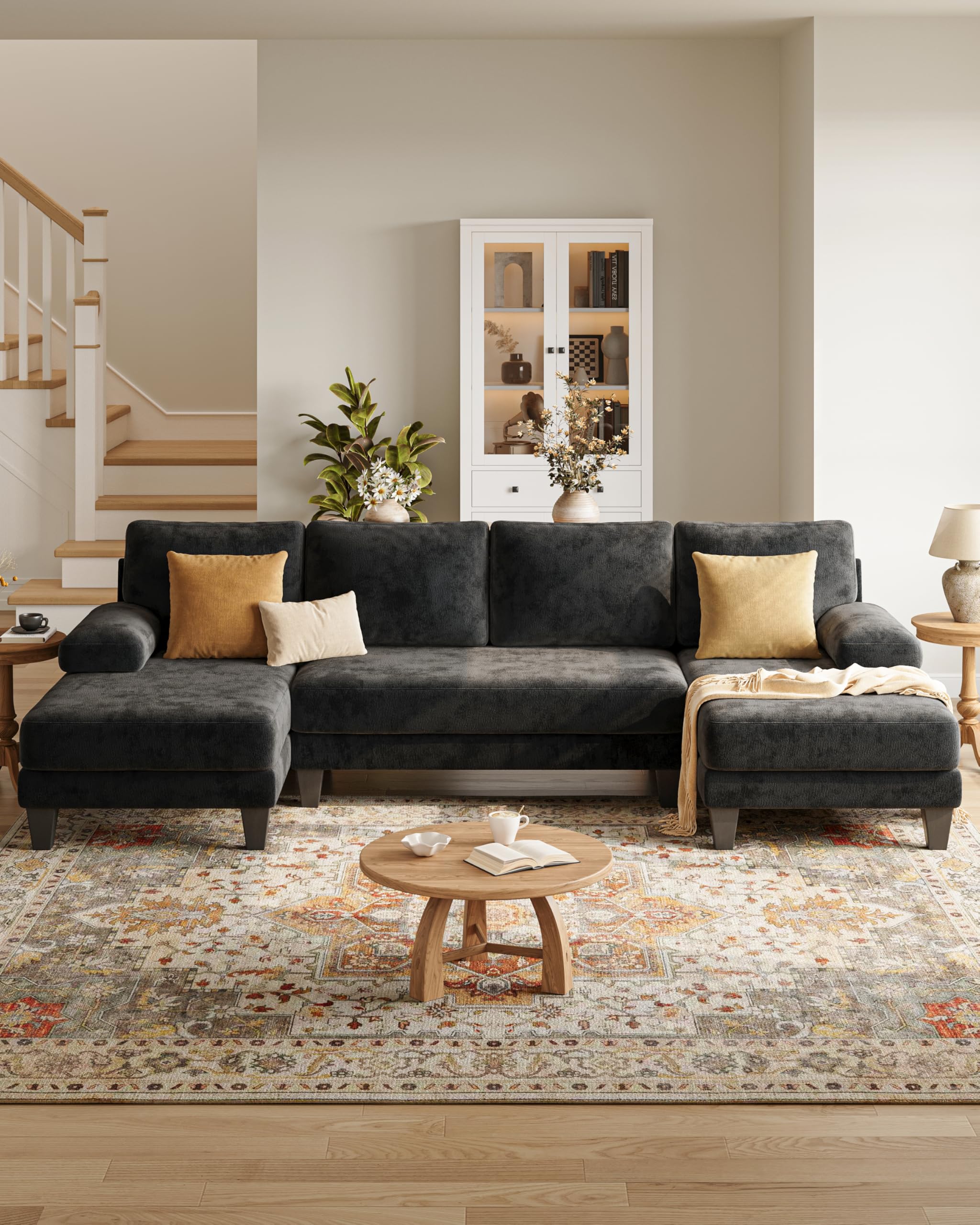 U-Shaped Sofa with Double Chaise Lounge