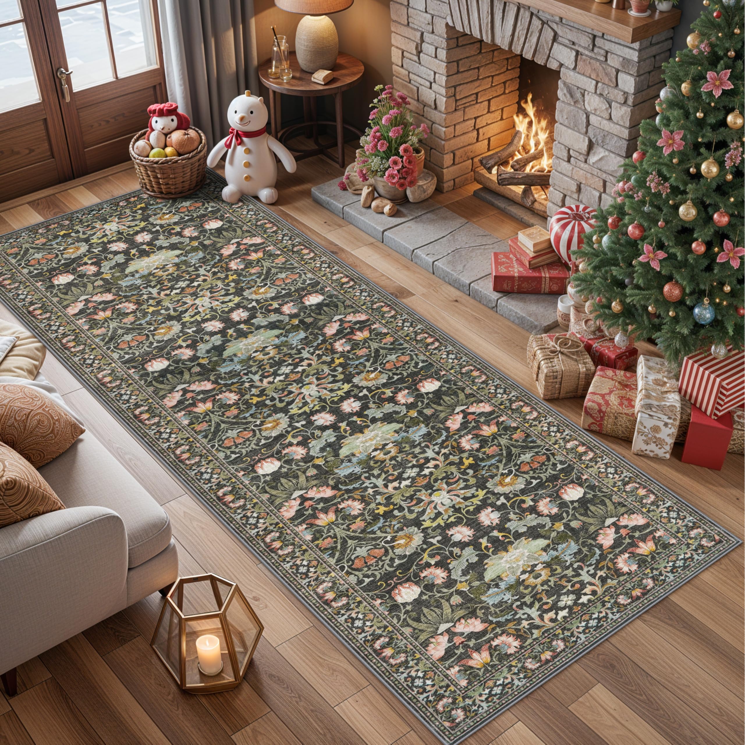Washable Vintage Runner Rug 2x7