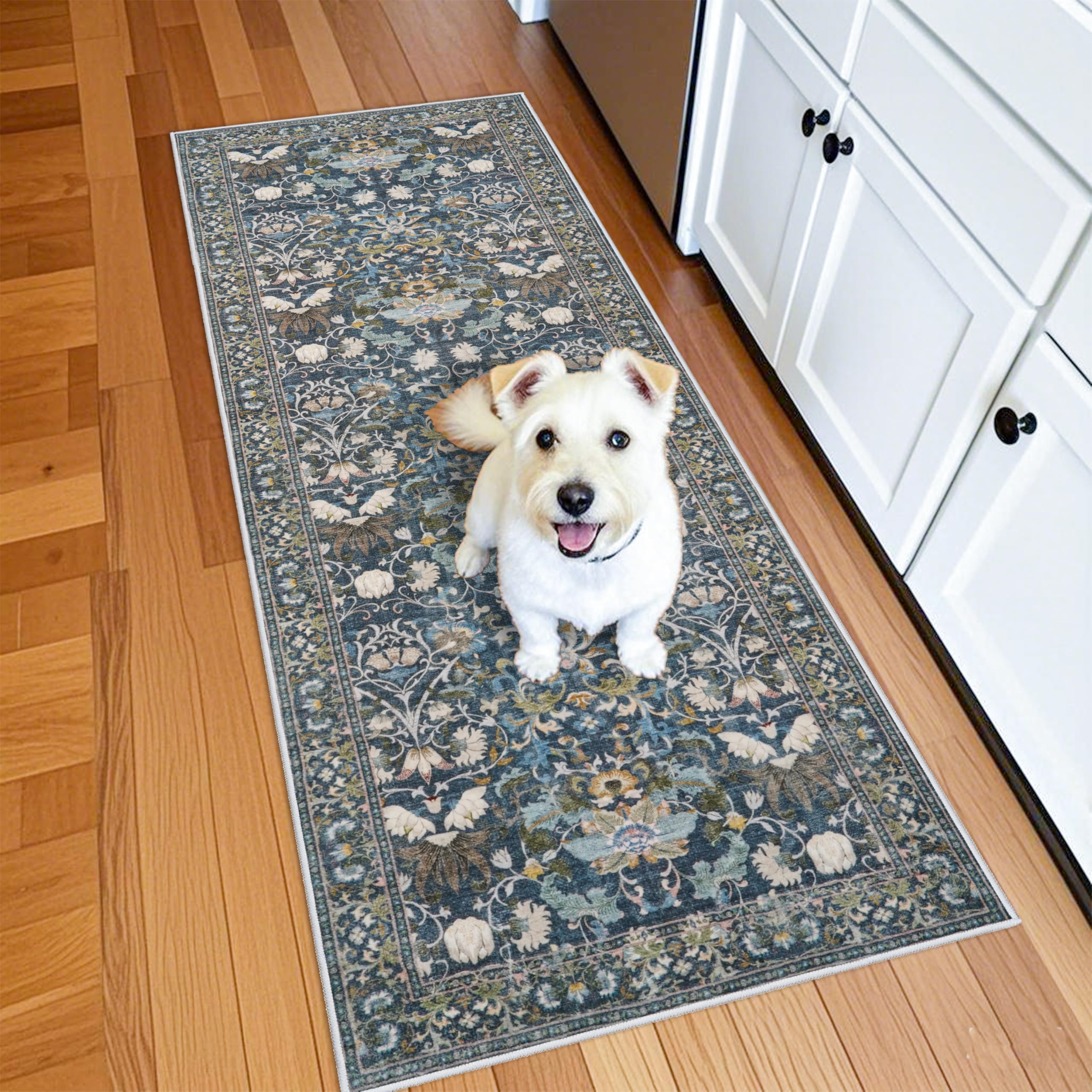 Washable Vintage Runner Rug 2x7